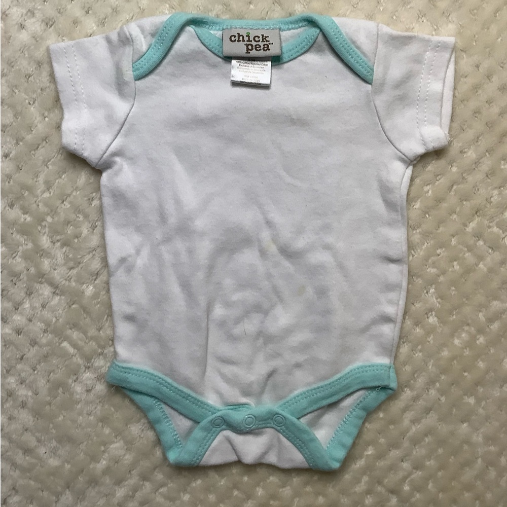Chick Pea White & Mint Bodysuit 0 to 3 month 0-3M